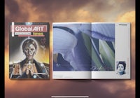 the cover of global art magazine with an image of a woman