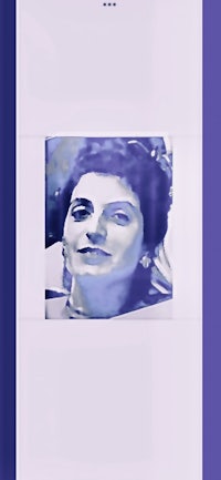 a photo of a woman on a purple background